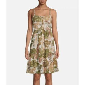 Beach Lunch Lounge Women's‎ Braided Strap Button Front Dress Linen Blend Size XL